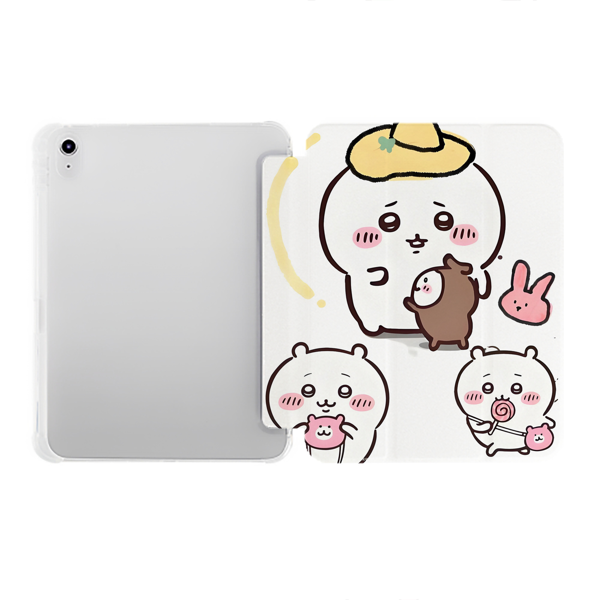 （画像用） ちいかわ Chii-kawa IPad ケース ペン収納付き 三つ折りスタンド PUレザー×シリコン 対応機種9.5/10.5/10.9インチ